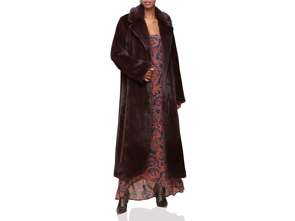Avec Les Filles Maxi Faux Fur Coat Women's Coat Chocolate : MD, Faux Fur/Polyester | Zappos