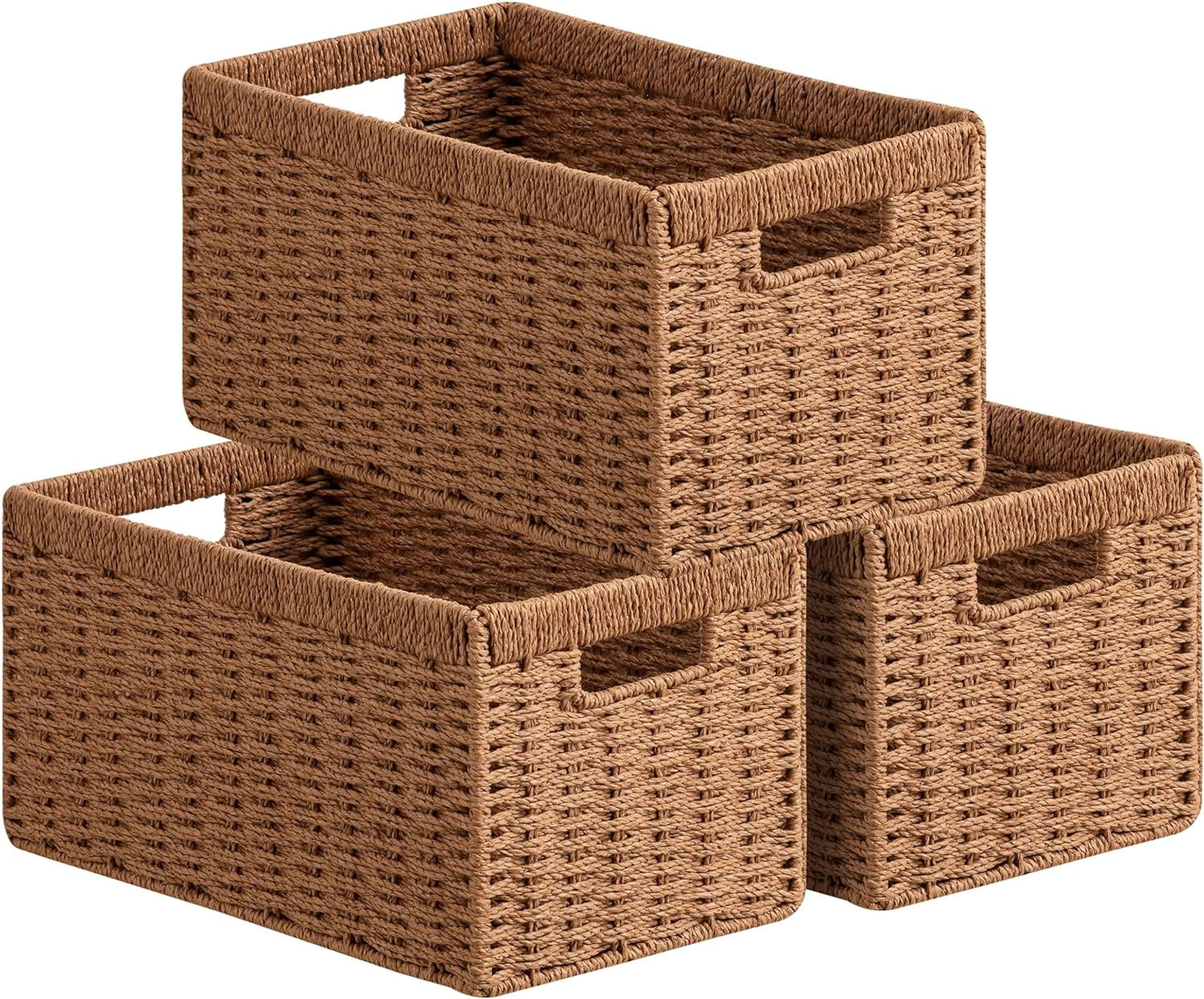 HBlife 3 Pack Wicker Baskets, Rectangle Wicker Storage Baskets with Built-in Handles, Paper Rope ... | Walmart (US)