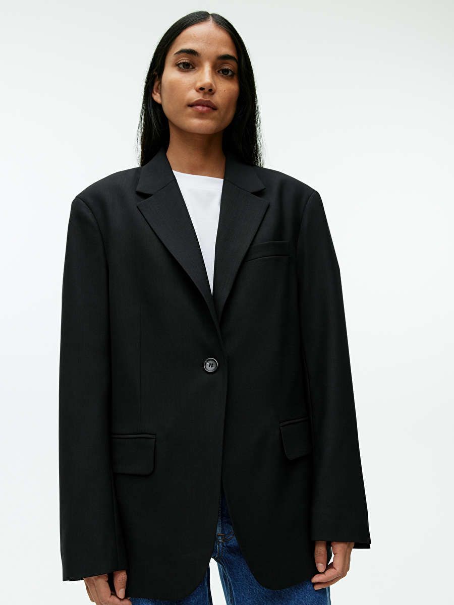 Oversized Wool Blend Twill Blazer | ARKET