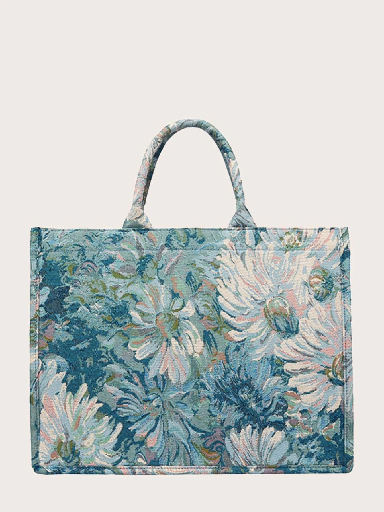 EMERY ROSE Floral Graphic Tote Bag | SHEIN