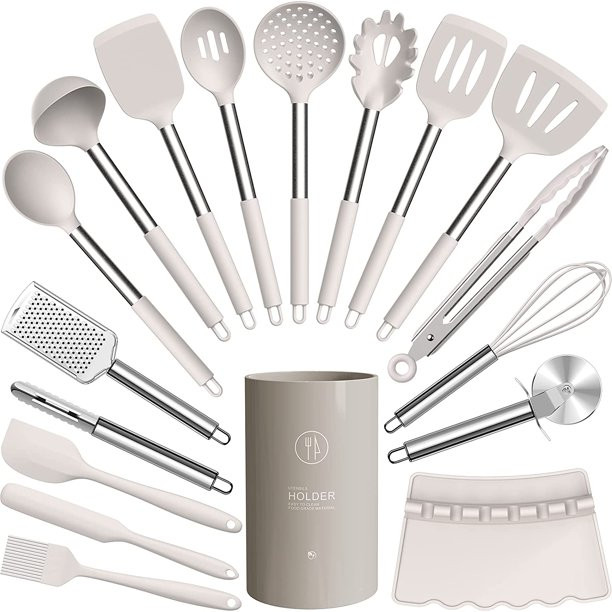 oannao Silicone Cooking Utensils Set - Heat Resistant Stainless Steel Kitchen Utensils, Baking To... | Walmart (US)