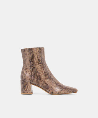 Bayra Booties in Snake Tan Embossed Leather Size 6 By Dolce Vita | DolceVita.com