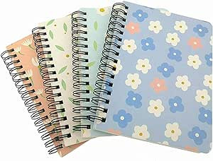 4 Pack A6 Spiral Notebook Journal,Wirebound Ruled Sketch Book Notepad Diary Memo Planner,A6 Size(... | Amazon (US)