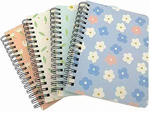 4 Pack A6 Spiral Notebook Journal,Wirebound Ruled Sketch Book Notepad Diary Memo Planner,A6 Size(... | Amazon (US)