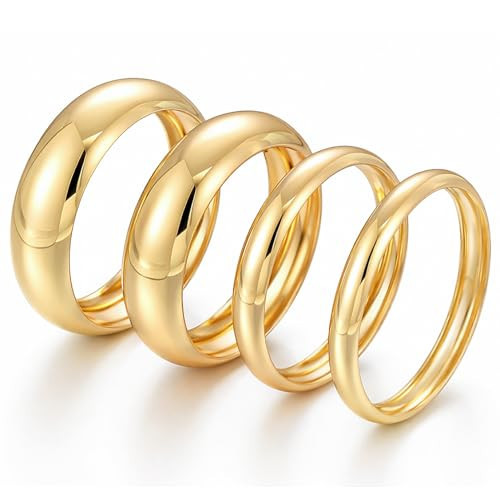 Chunky Gold Bangle Bracelets for Women, Dainty 14k Gold Plated Big Stackable Bangles Set, Trendy Statement Cuff Bracelet Stack Fashion Jewelry Gifts (4 chunky gold bangles) | Amazon (US)