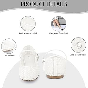 Perphy Mesh Ballet Flats for Women Buckle Strap Comfy Office Ballerina Flat Shoes | Amazon (US)