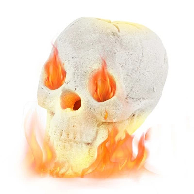 Costway Ceramic Fireproof Fire Pit Skull, Reusable Imitated Human Skull for Gas Beige | Target