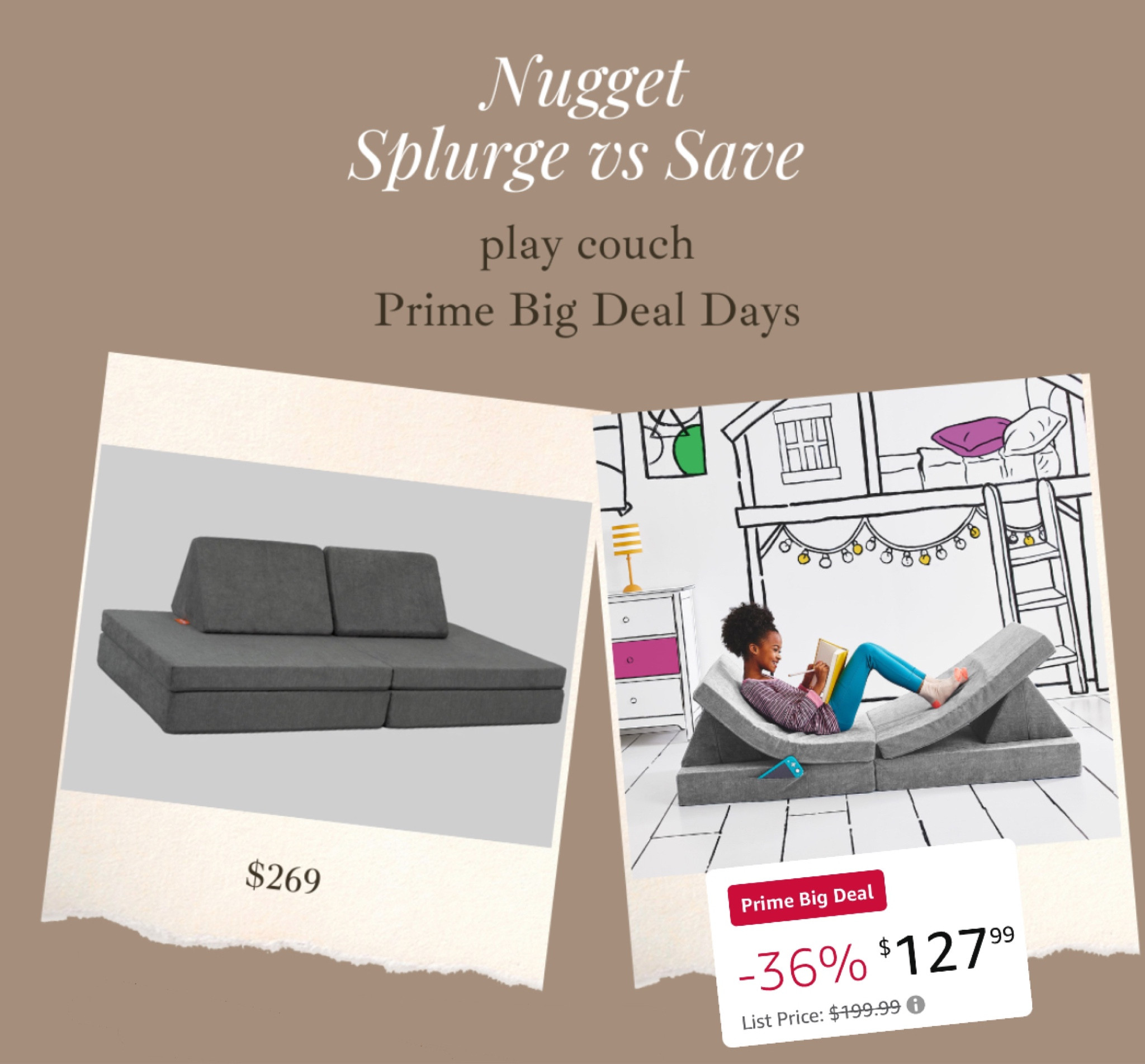 Prime big deal days- The Nugget play couch is always a hit & this is the best price I’ve ever seen for anything similar!!! this will make the best Christmas present for any kid in your life! We have a similar style & my kids use daily!!! 