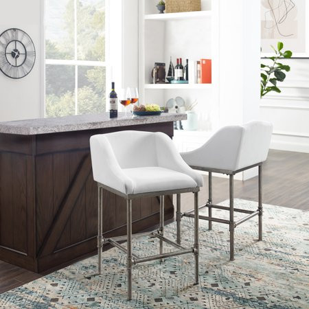 Hillsdale Furniture Dillon Metal Counter Height Stool, Textured Silver with White Fabric | Walmart (US)