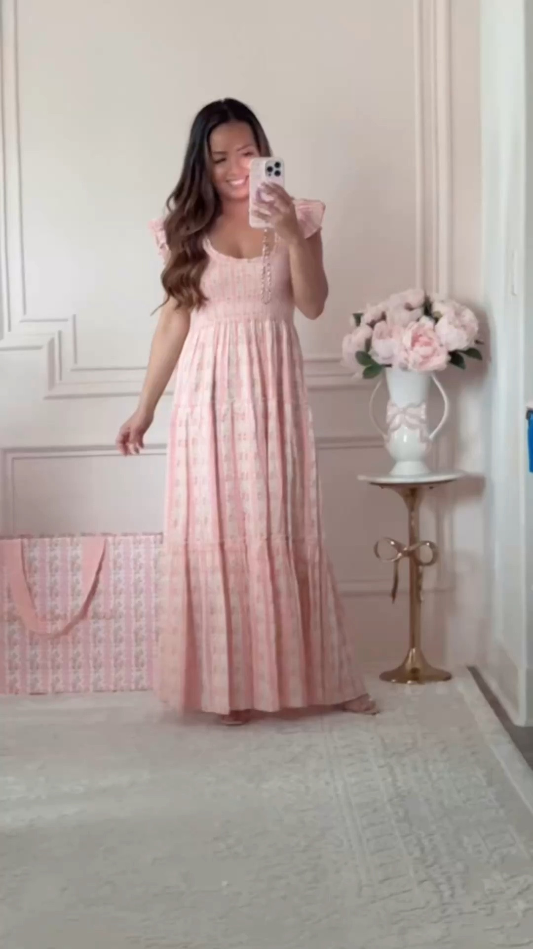 Obsessed with this blooming  heirloom/strawberry macaroon print maxi dress

Wearing size XXS womens and it’s on sale! Length is long with flats but perfect with heels  

#LTKPetite #LTKSaleAlert