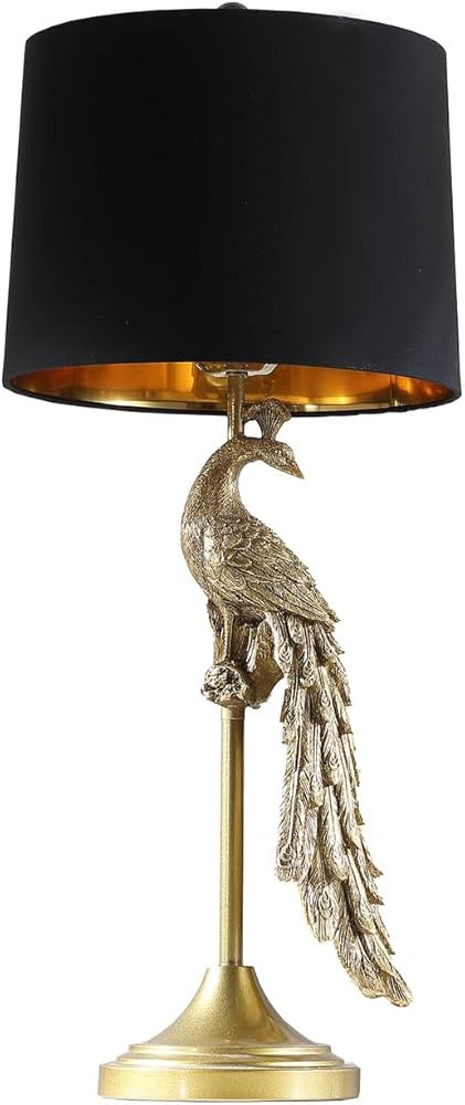 ORE International 29" in Modern Elegance Golden Peacock On A Pedestal Polyresin Table Lamp | Amazon (US)