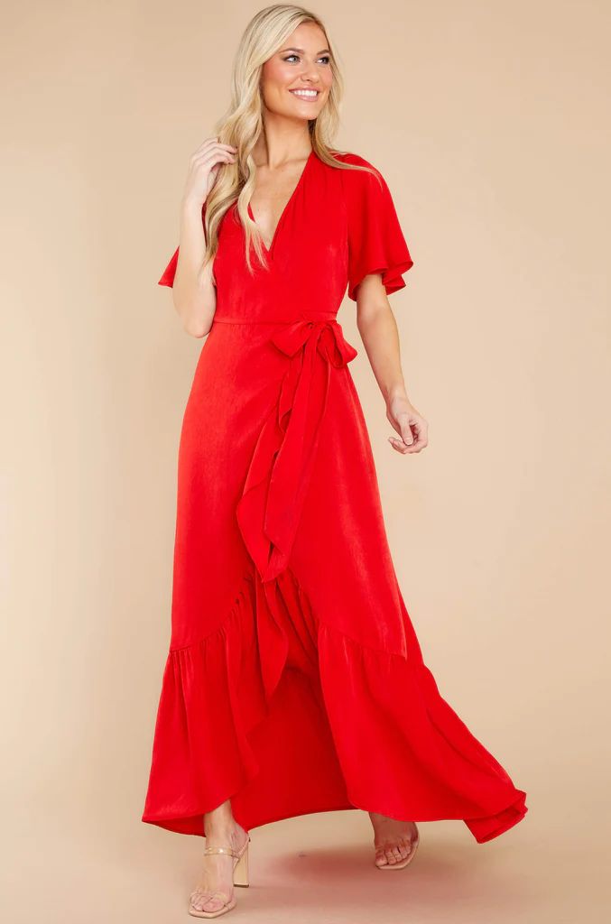 From Paris With Love Red Maxi Wrap Dress | Red Dress 