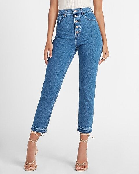 Super High Waisted Button Fly Mom Jeans | Express