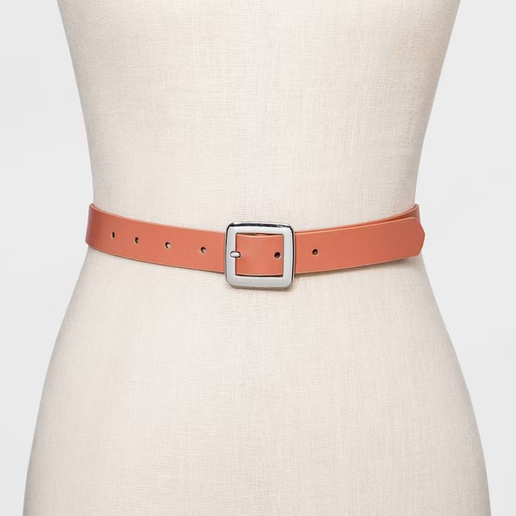 Women's Chunky Center Bar Belt - A New Day™ Apricot Orange | Target