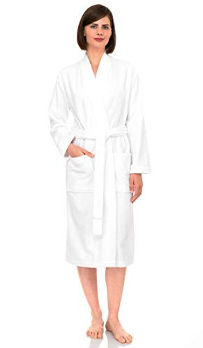 TowelSelections Womens Robe Cotton Kimono Bathrobe for Women Knee Length Terry Cloth Towel Robes for Women Medium-Large White | Amazon (US)