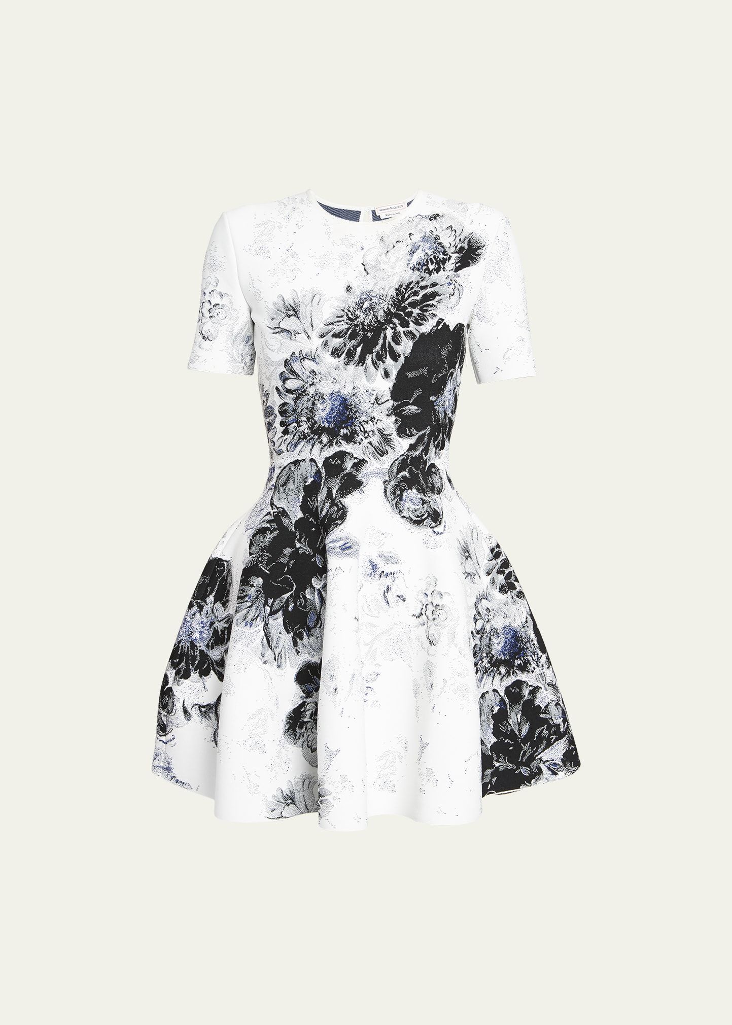 Alexander McQueen X-Ray Floral Print Flare Mini Dress | Bergdorf Goodman