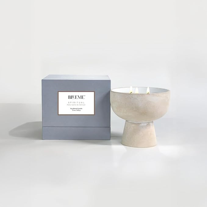 Blueme Spiritual Candle | Palo Santo & Vetiver | 2 Wick - Refillable Wellness Candle with Essenti... | Amazon (US)