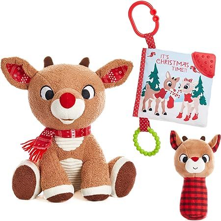 Rudolph The Red-Nosed Reindeer Set with Stuffed Animal, Plush Rattle, and Teether Activity Book | Amazon (US)