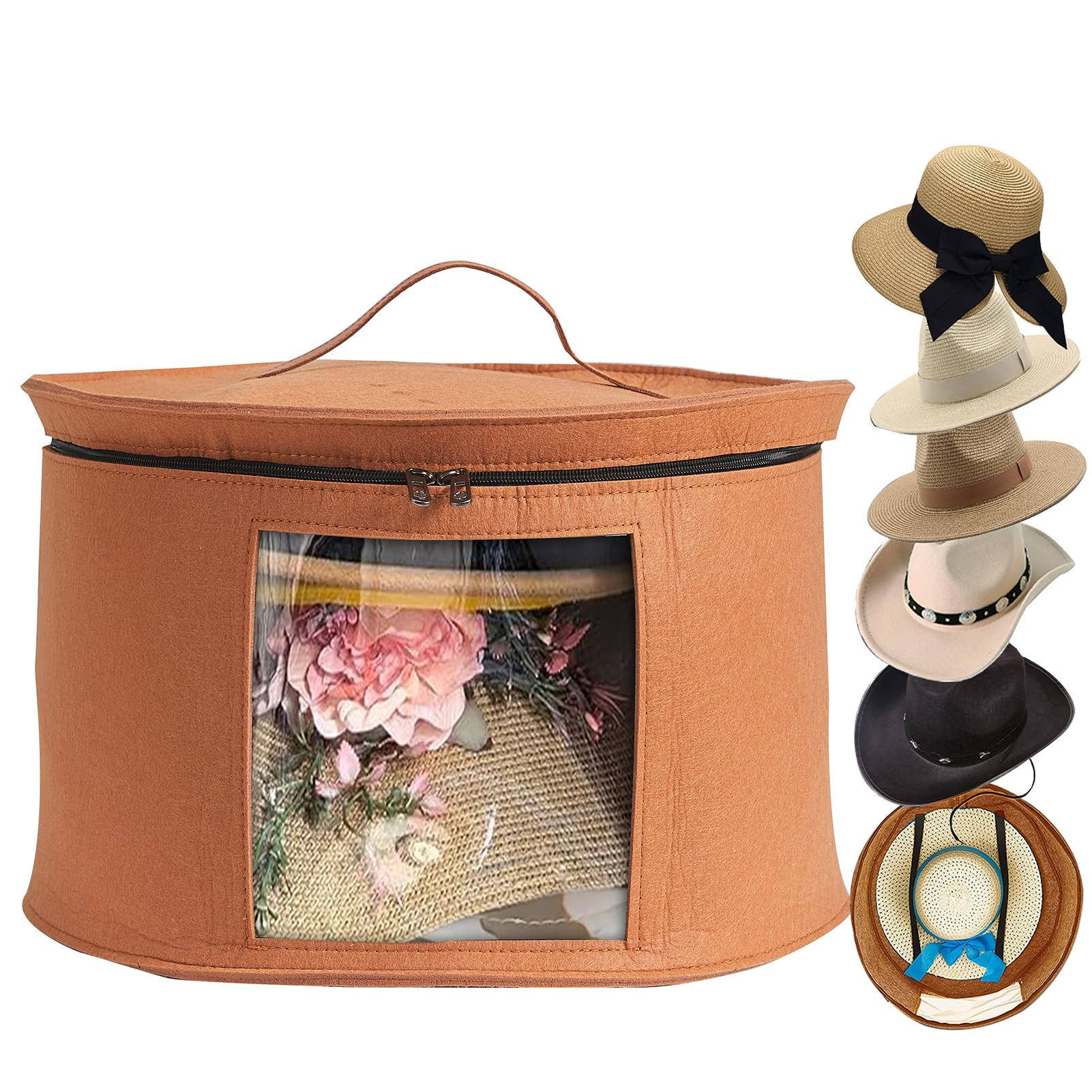Hat Box Set - Storage for Women's Hats - Travel Case & Organizer with Lids | Amazon (US)