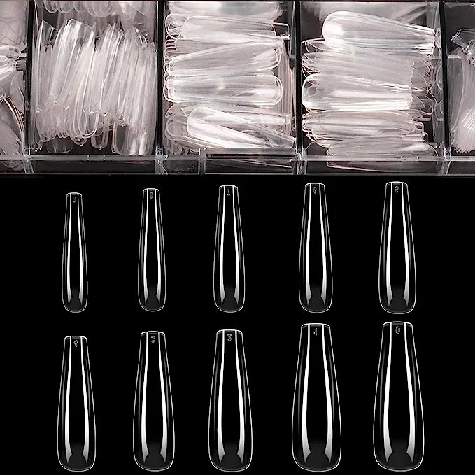 Coffin Nails Long Fake Nails - Clear Acrylic Nails Coffin Shaped Ballerina Nails Tips BTArtbox 50... | Amazon (US)