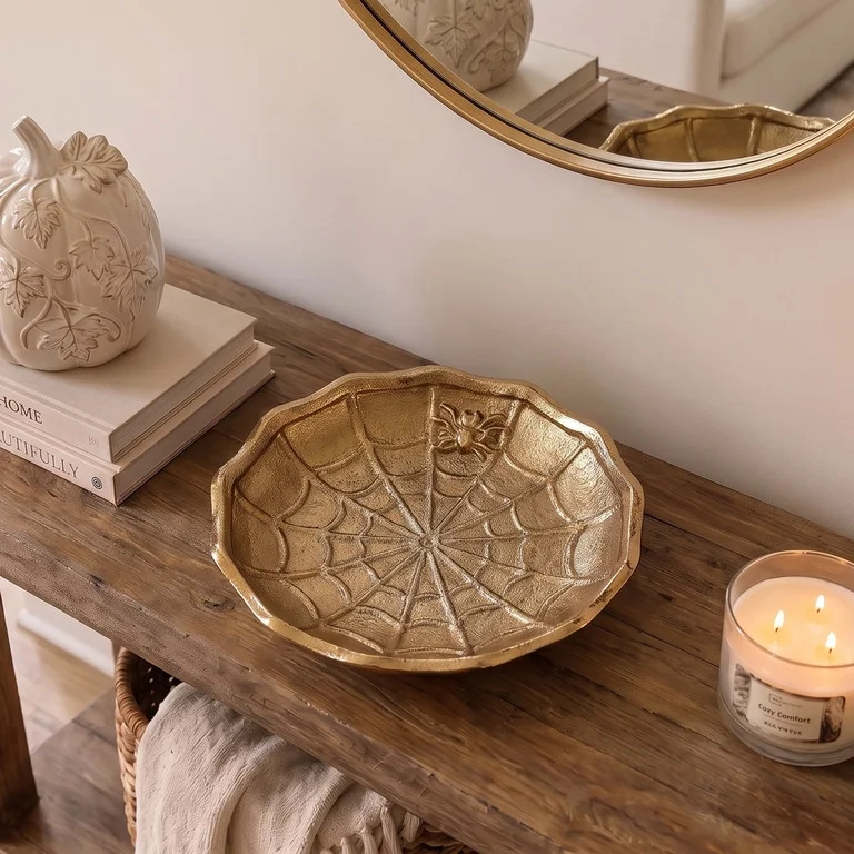 My Texas House Halloween Spiderweb Decorative Dish, Gold, 6" | Walmart (US)