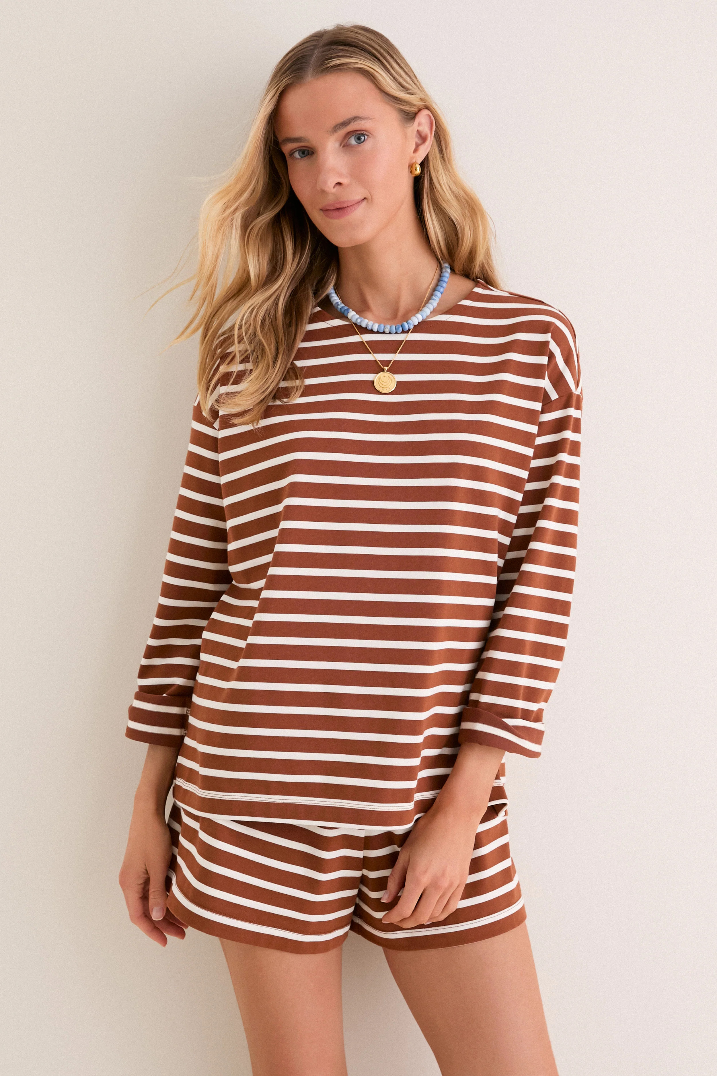 Mocha Stripe Knit Odie Tee | Tuckernuck (US)