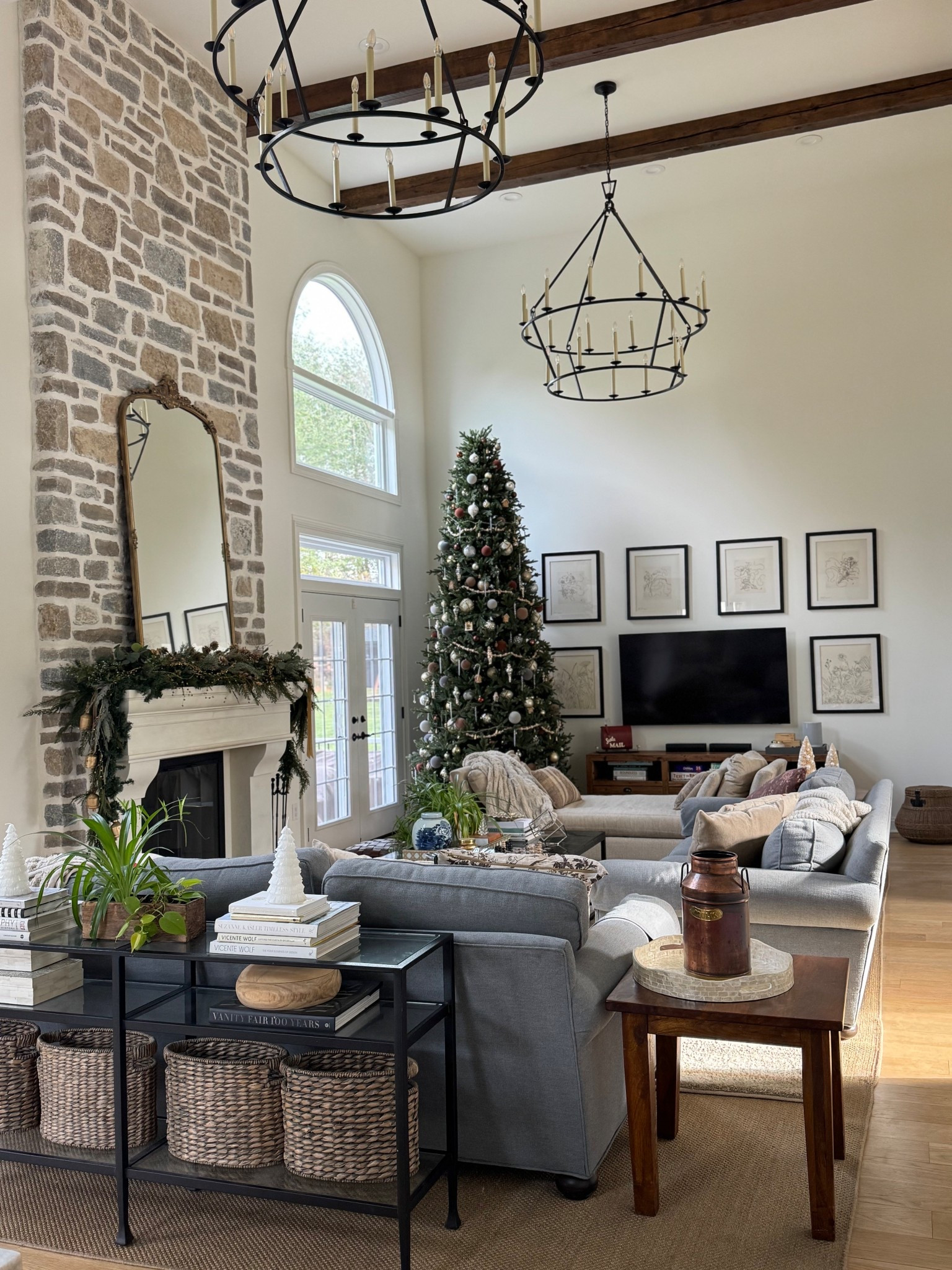 Neutral French Inspo Christmas living room decor 🤎🩶🤍

#LTKSeasonal #LTKHome #LTKHoliday