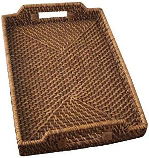 Wicker Serving Trays and Coffee Trays with Handles,Hand Woven Rattan Serving and Decorative Trays... | Amazon (UK)