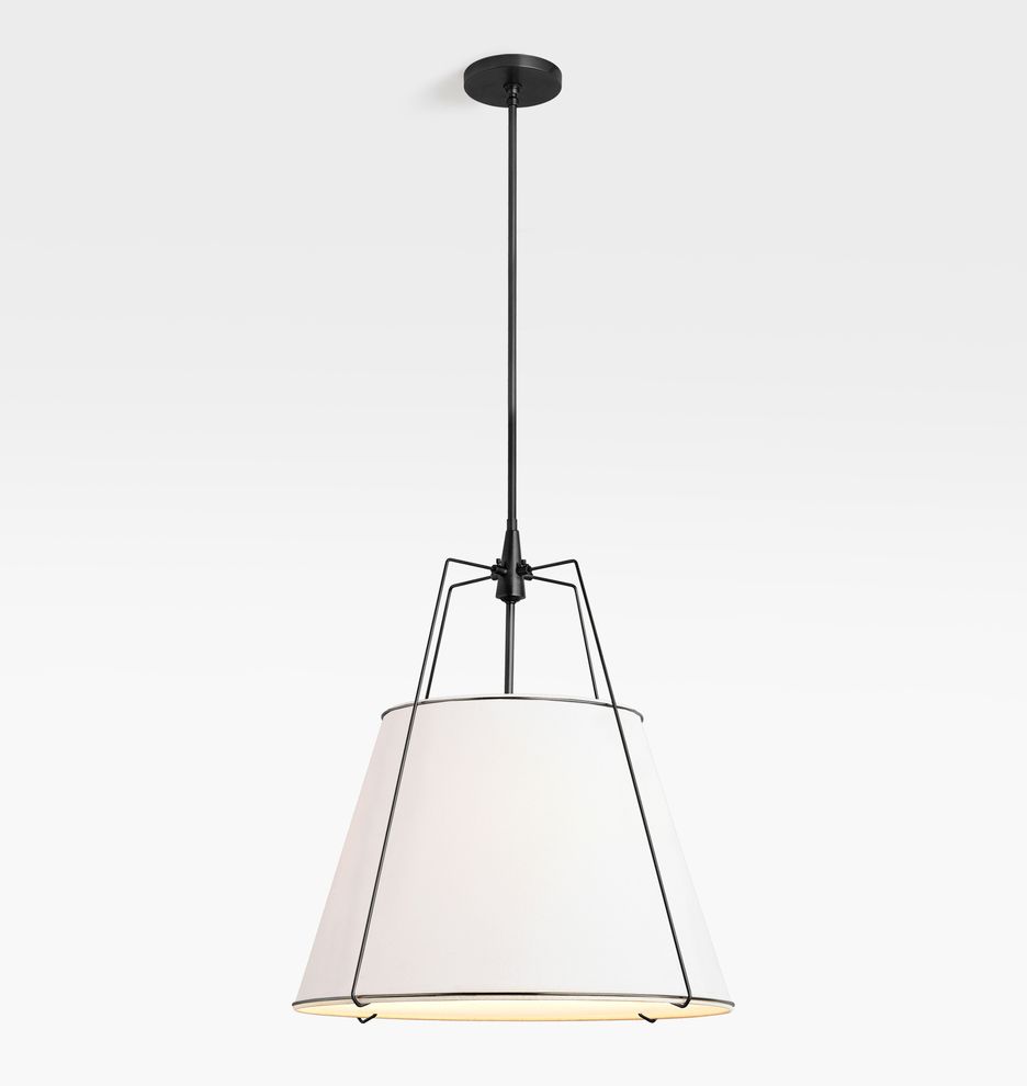 Conical 24" Aged Brass Pendant with White Shade
 | Rejuvenation | Rejuvenation