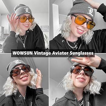 Vintage Aviator Sunglasses for Women Men 70s Classic Retro Large Sunglasses | Amazon (US)