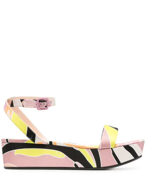 abstract-print flatform sandals | Farfetch (US)