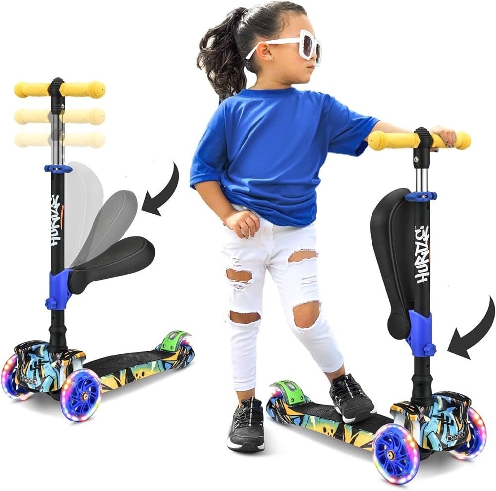 3 Wheeled Scooter for Kids - Stand & Cruise Child/Toddlers Toy Folding Kick Scooters w/Adjustable... | Amazon (US)