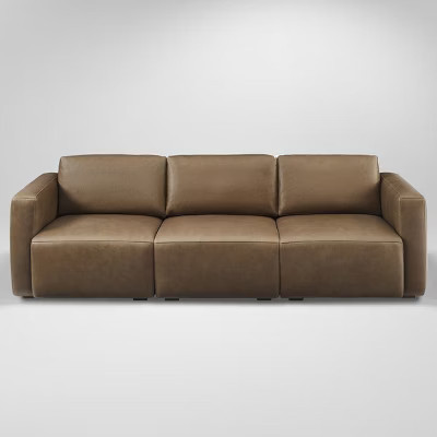 Art Leon Luxury Genuine Leather 3-Seater Modular Sectional Sofa Couch | Target