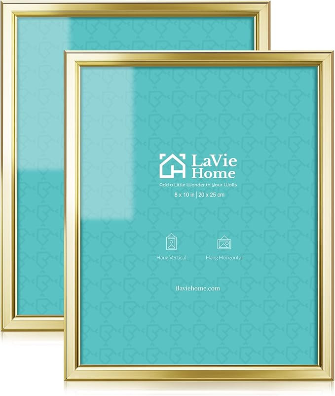 LaVie Home 8x10 Picture Frames (2 Pack, Gold) Simple Designed Photo Frame with High Definition Gl... | Amazon (US)