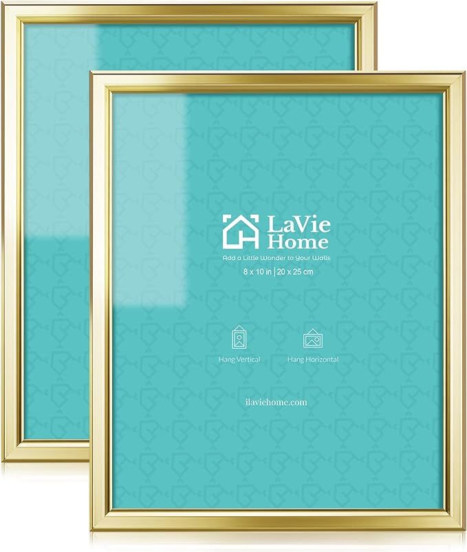 LaVie Home 8x10 Picture Frames (2 Pack, Gold) Simple Designed Photo Frame with High Definition Gl... | Amazon (US)