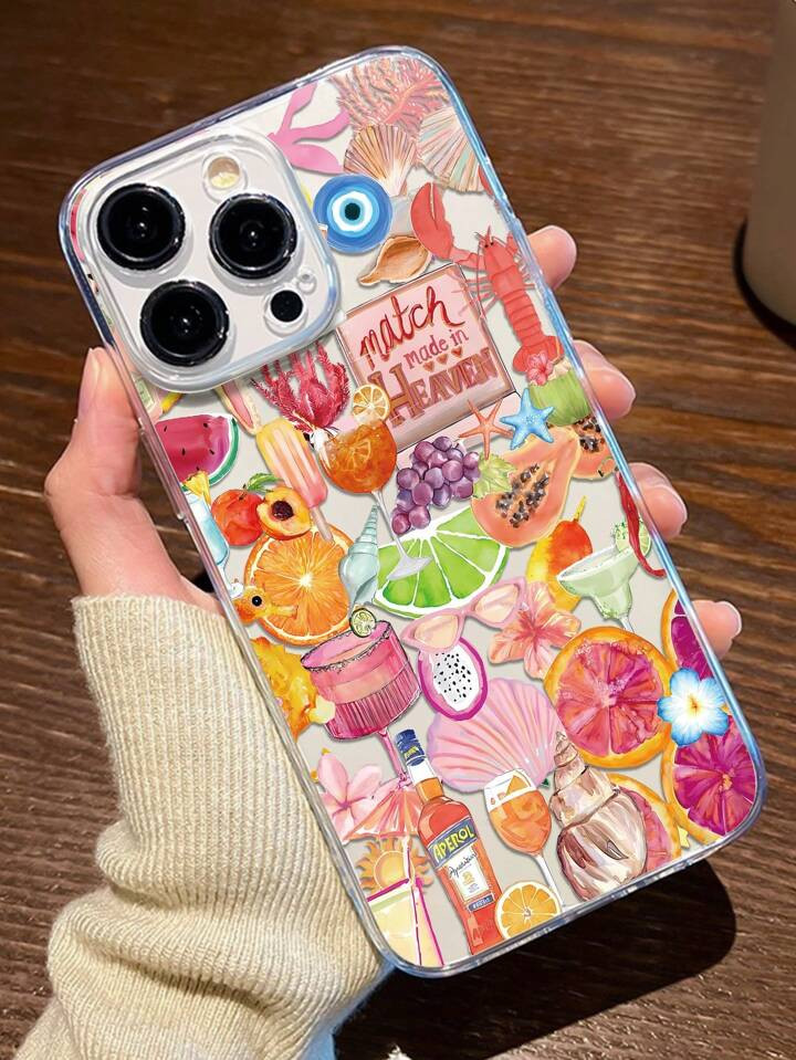 1pc Transparent TPU Full Coverage Fruit Pattern Phone Case With Anti-Drop And Anti-Fingerprint Fe... | SHEIN