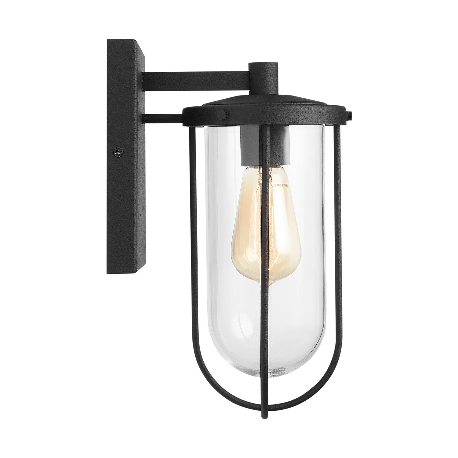 Sand & Stable™ Strake Black 1 - Bulb Transparent Glass Outdoor Wall Lantern & Reviews | Wayfair | Wayfair North America