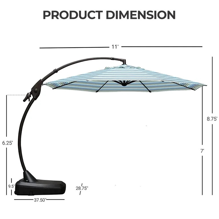 Grand Patio 11 ft Patio Umbrella with Base, Aluminum Cantilever Offset Umbrella with Tilt & Rotat... | Walmart (US)