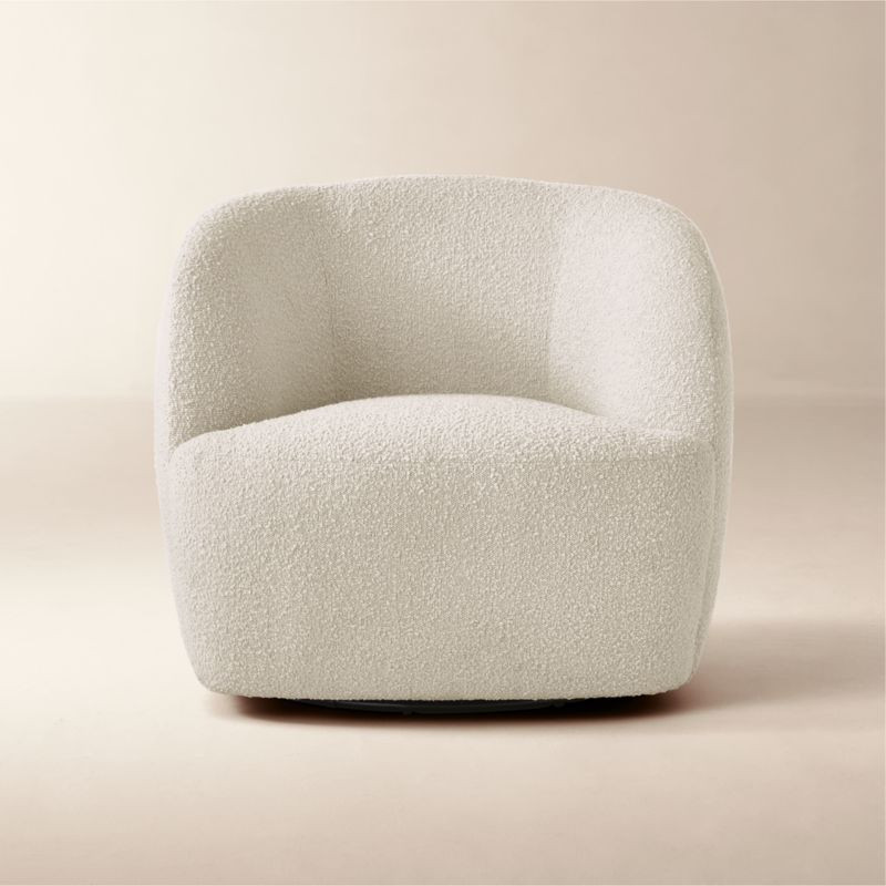 Gwyneth Ivory Boucle Swivel Chair + Reviews | CB2 | CB2