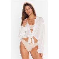 Womens Crinkle Cropped Beach Cover Up Shirt - White - 12, White | NastyGal (UK, IE)