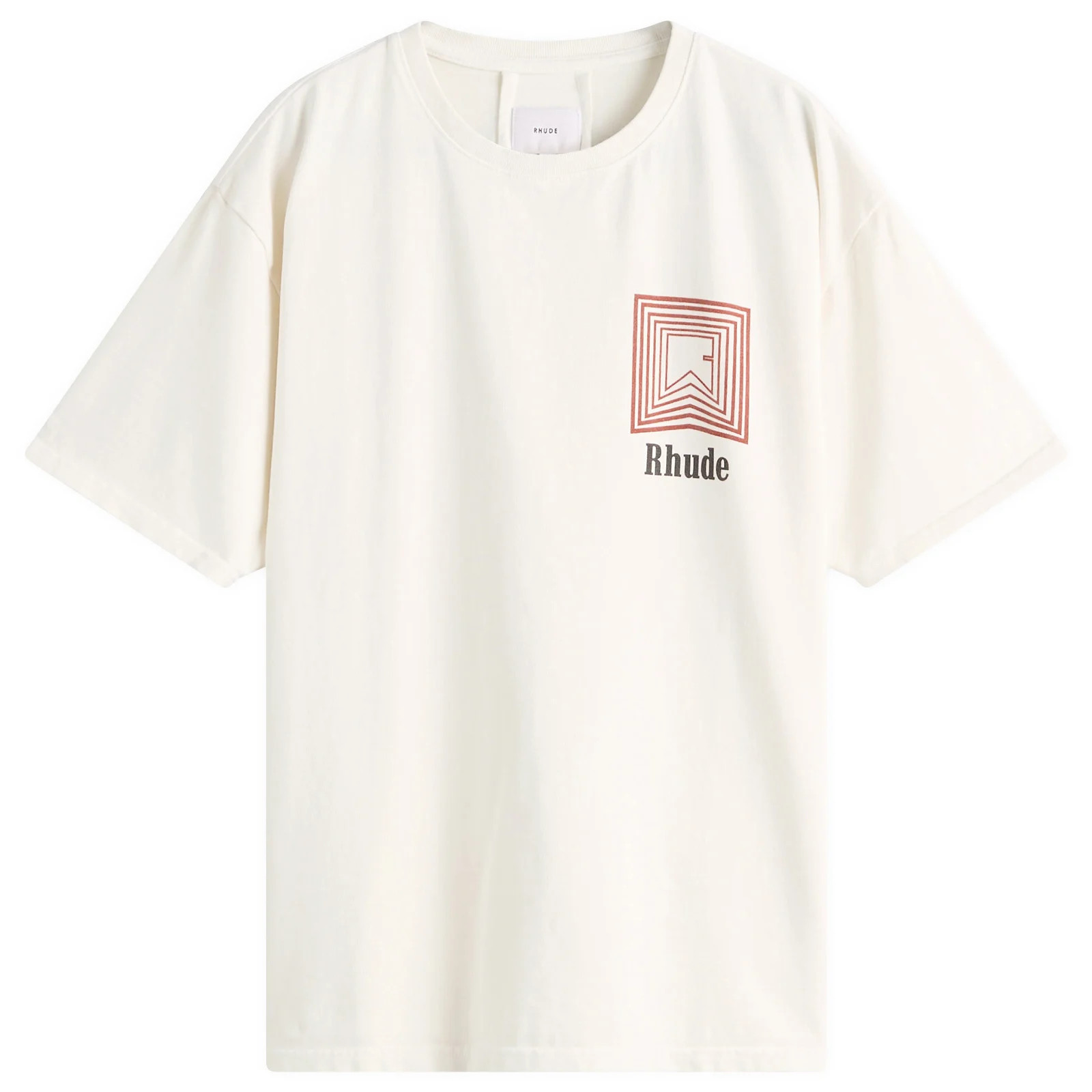 Rhude Men's Chevron Logo Repeat T-Shirt in Vintage White, Size Small | END. Clothing