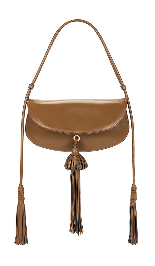 Ulla Johnson Paloma Tassel Flap Bag in Brown. | Revolve Clothing (Global)