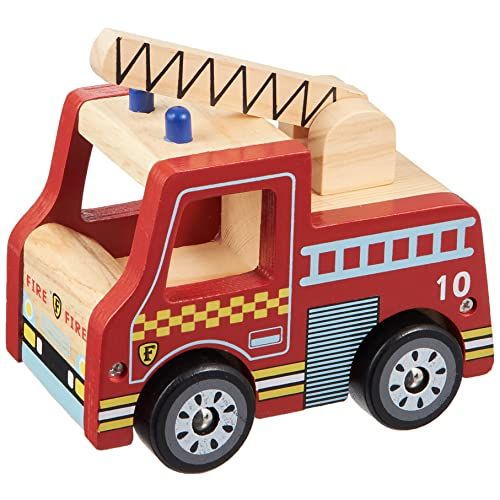 Wooden Wheels Natural Beech Wood Fire Engine by Imagination Generation Red | Amazon (US)