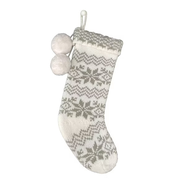 Snowflake Fair Isle Christmas Stocking Gray & White - Wondershop™ | Target