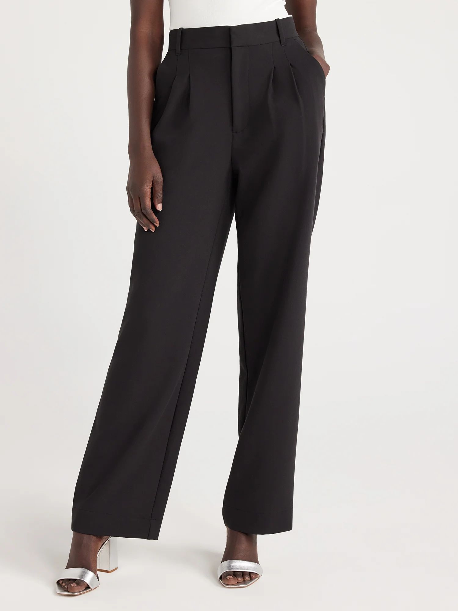 Free Assembly Women’s High Rise Wide Leg Pleated Pants, 32” Inseam, Sizes 0-20 | Walmart (US)