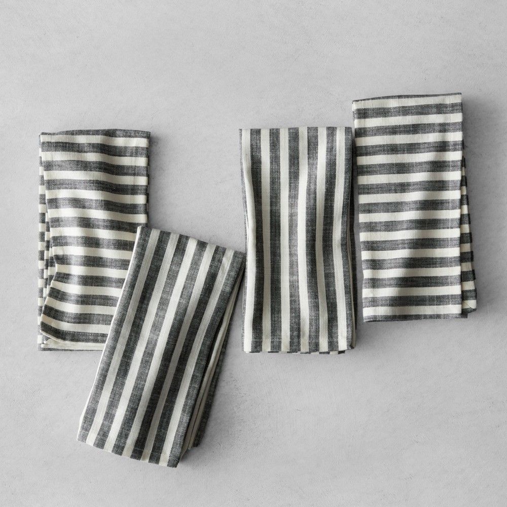 Striped Napkins (Set of 4) - Black/Cream - Hearth & Hand with Magnolia | Target