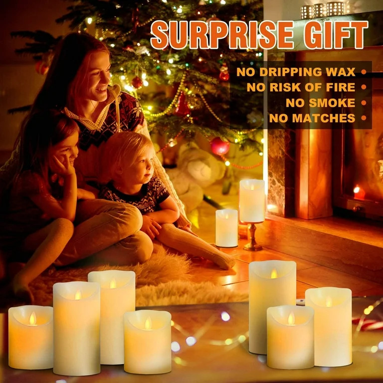 OSHINE Flameless Candles LED Lights Battery Candles 3-pack Moving Wick True Wax Electric Pillar C... | Walmart (US)