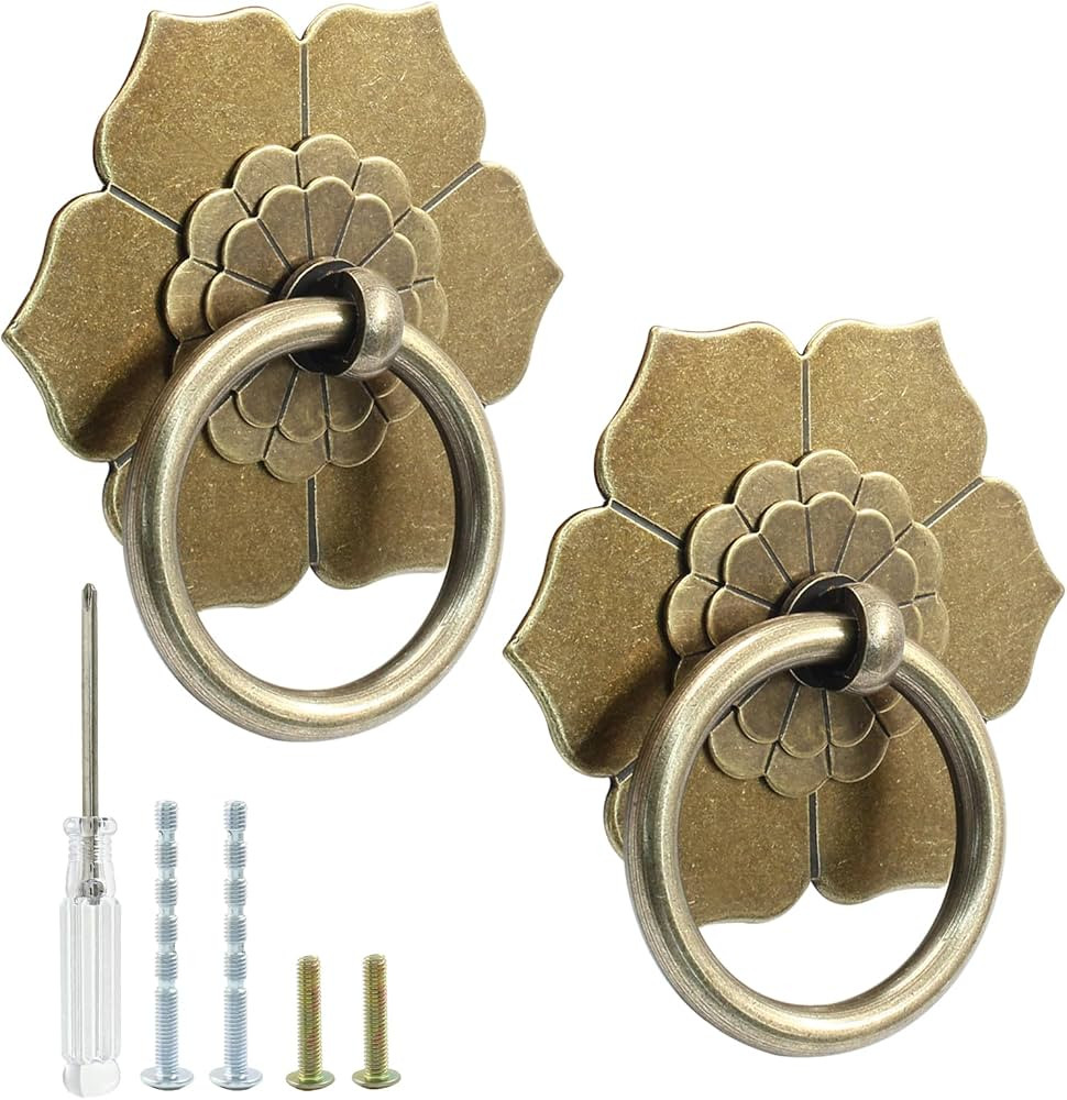 Murtenze 2 Pieces Bronze Antique Brass Ring Pulls Handle, Vintage Style Ring Pulls Knobs for Kitc... | Amazon (US)