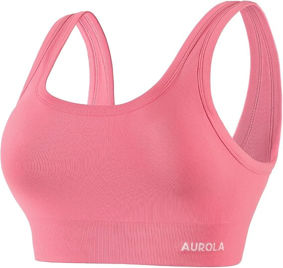 AUROLA Power Womens Square Back Basic Sports Bra - Square Neck Padded Low Impact Yoga Bra Workout... | Amazon (US)