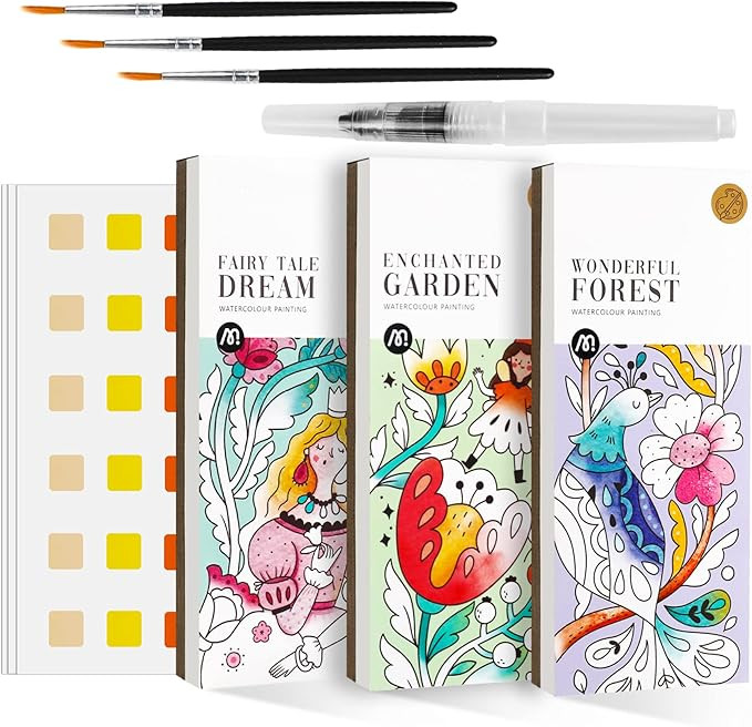 3pack Watercolor Painting Coloring Books, Paint with Water Arts & Crafts Kit for Kids, Pocket Wat... | Amazon (US)